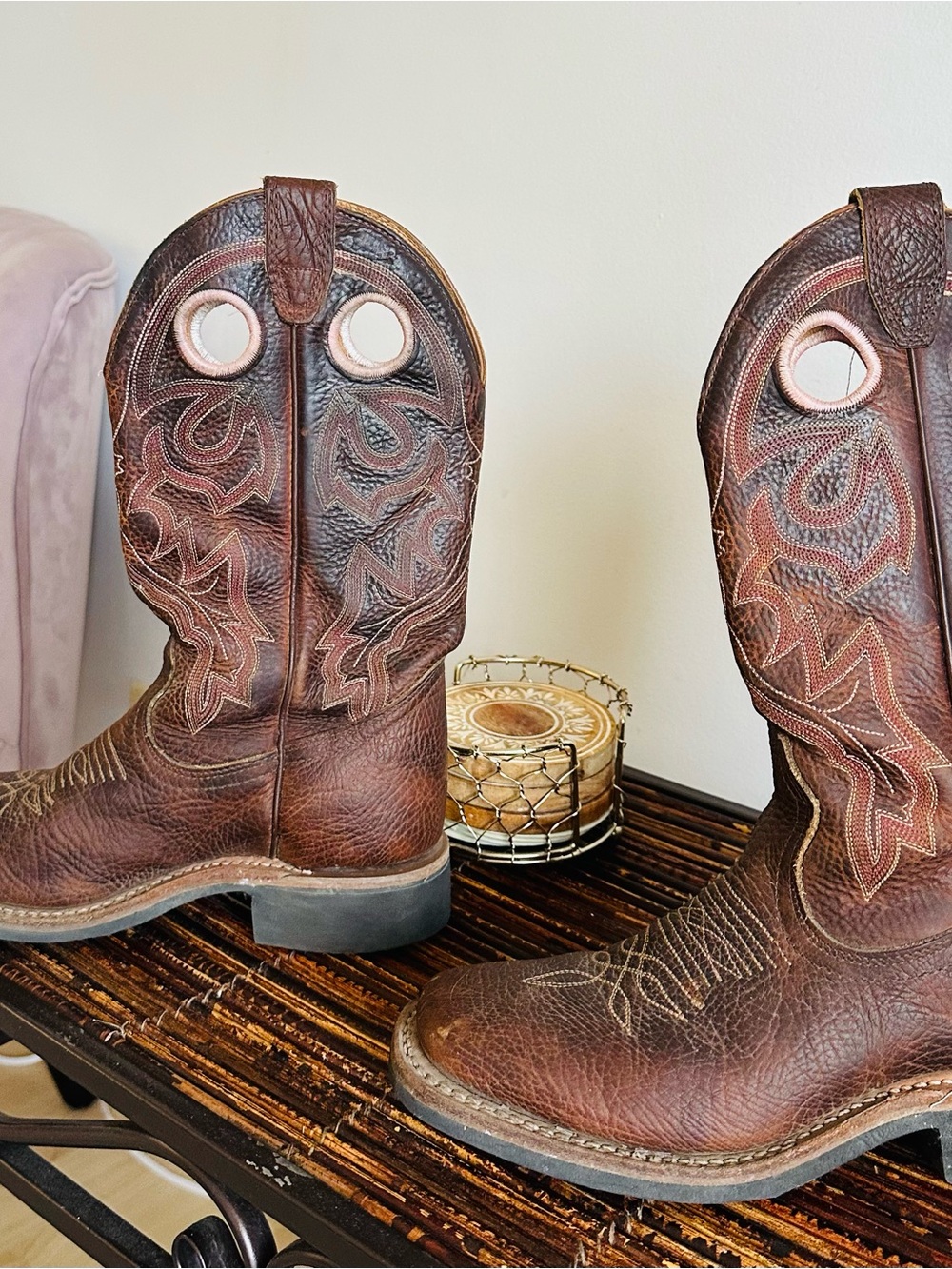 Brown Embroidered Western Cowboy Boots - Stylish Western Look - Picture 9 of 10